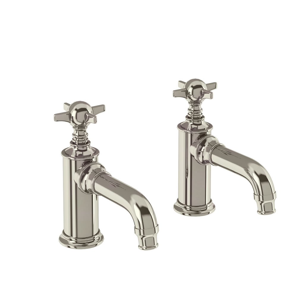 Arcade Basin pillar taps - nickel - with tap handle